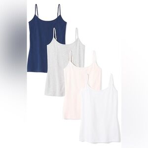 Amazon Essentials Women’s Camisole Tank Top 4 (Navy, Gray, Pink, White) Size L